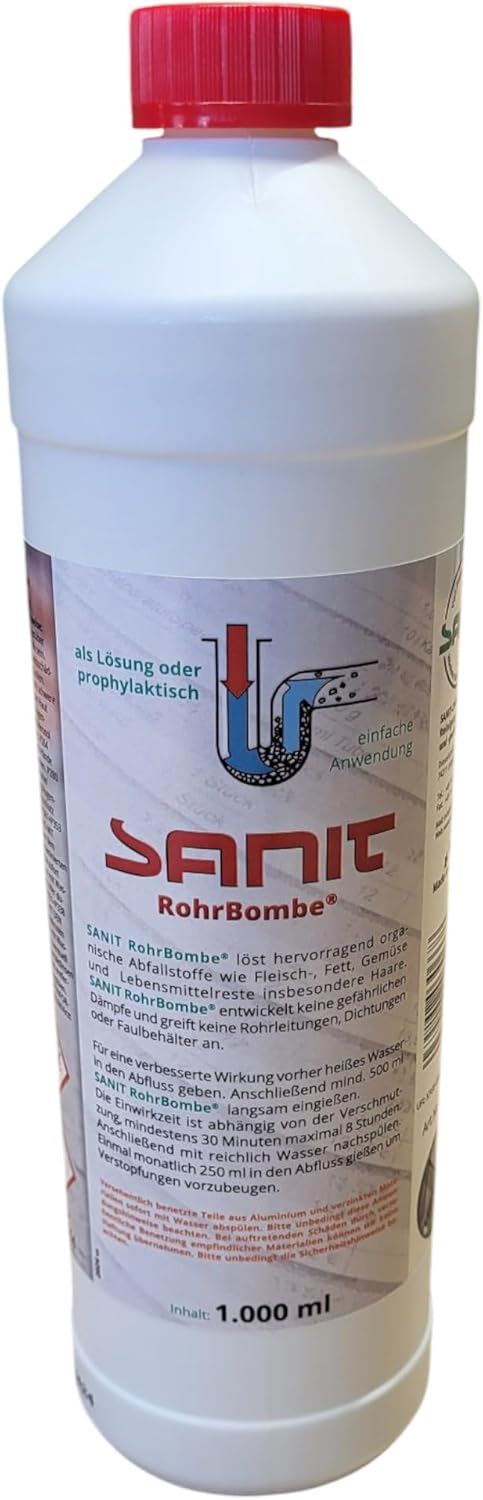 Sanit Rohrbombe 1000 ml - der kräftige Rohrreiniger - säurefrei